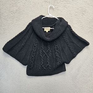 Madison Lilly‎ Sweater Womens Small Black Cowl Neck Poncho Cable Knit